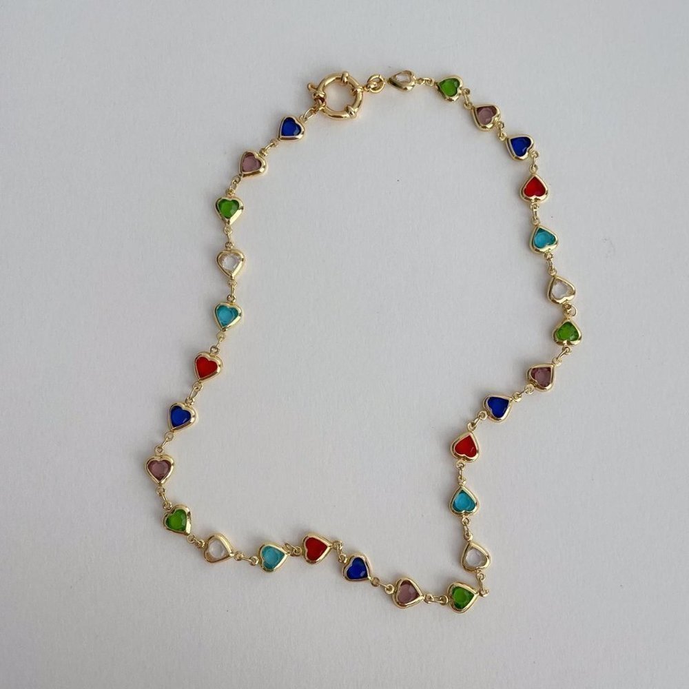 Heart Necklace Mixed Crystal Necklace Gold Choker Y2K necklace​​​​​​​​​​​​​​​​​​